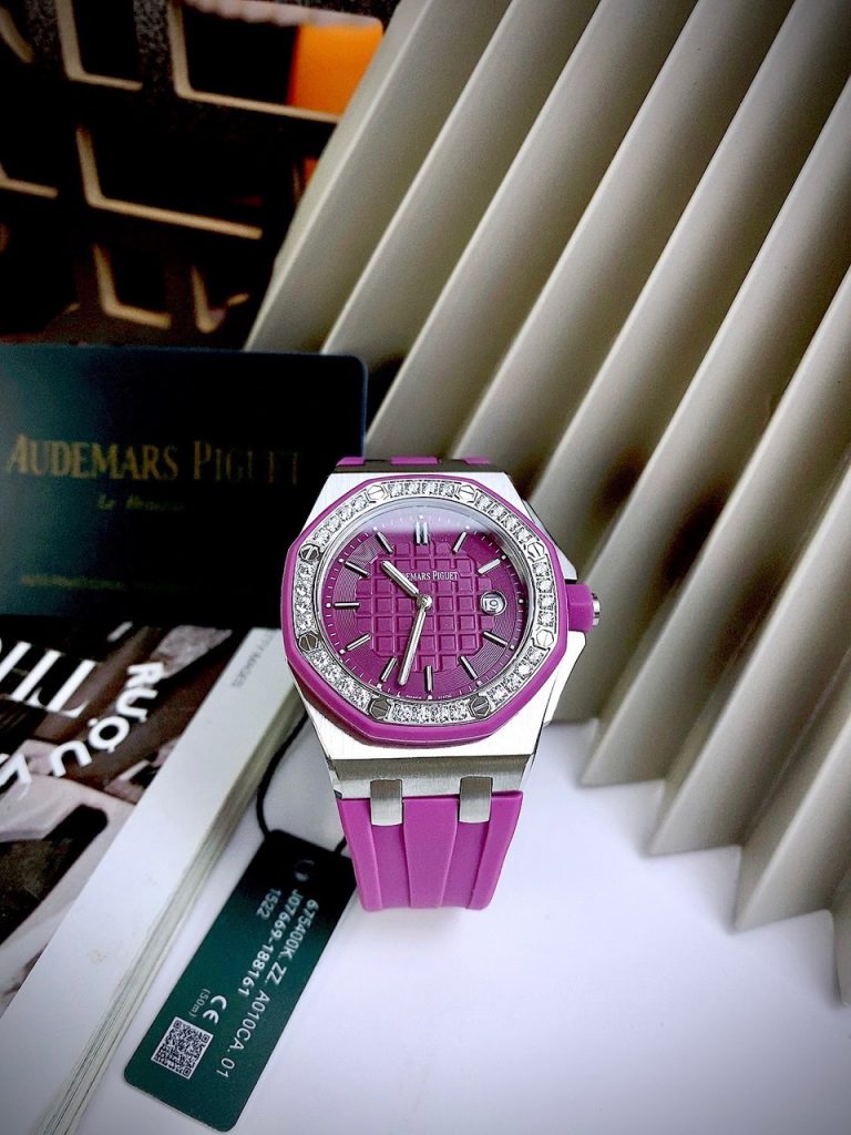 Đồng hồ nữ Audemars Piguet Royal Oak Offshore màu tím Fake máy Nhật 37mm (2)