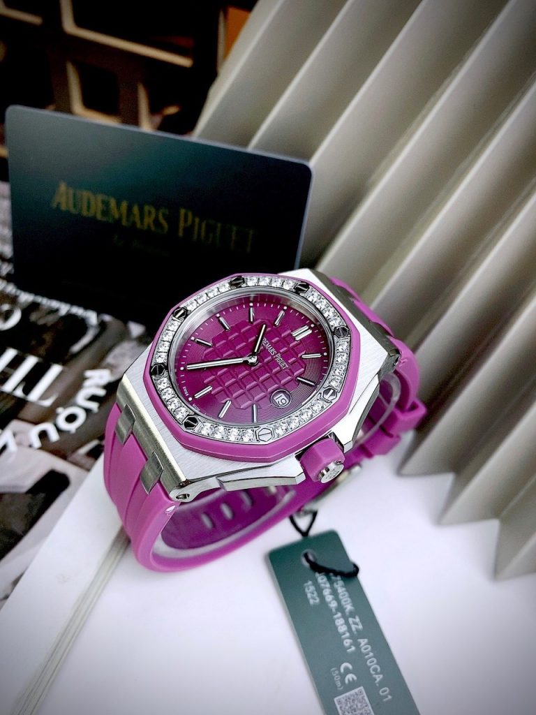 Đồng hồ nữ Audemars Piguet Royal Oak Offshore màu tím Fake máy Nhật 37mm (2)