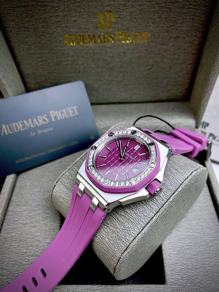 Đồng hồ nữ Audemars Piguet Royal Oak Offshore màu tím Fake máy Nhật 37mm (2)