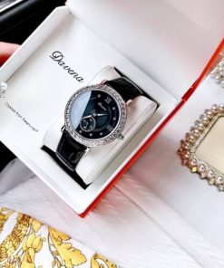 Đồng hồ nữ chính hãng Davena 31903 mặt đen đính đá 37mm (2)