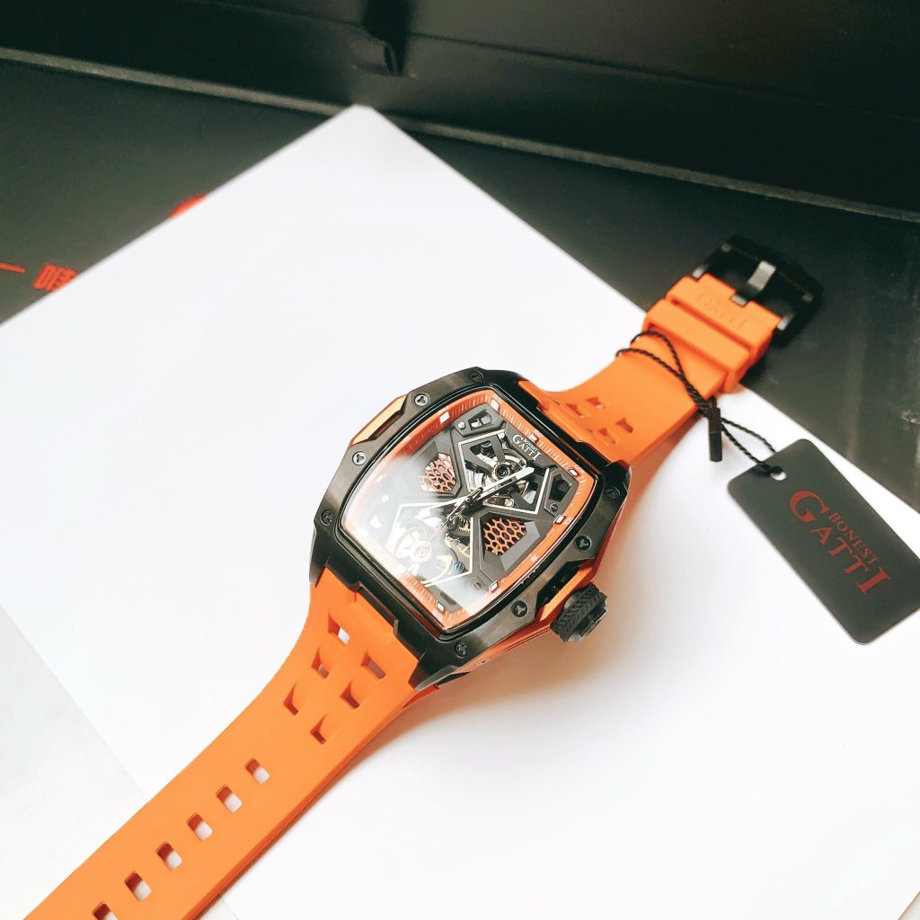 Đồng Hồ Bonest Gatti chính hãng BG5501-A2 màu cam máy cơ 45mm (2)
