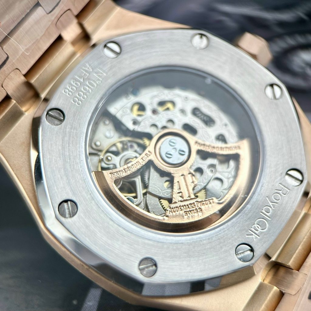 Đồng hồ Audemars Piguet rose gold đính đá 7 màu Fake cao cấp 41mm (2)