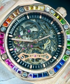 Đồng hồ Audemars Piguet rose gold đính đá 7 màu Fake cao cấp 41mm (2)