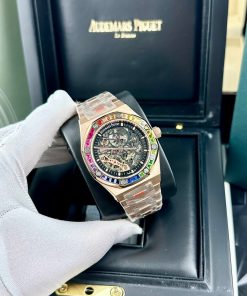 Đồng hồ Audemars Piguet rose gold đính đá 7 màu Fake cao cấp 41mm (2)