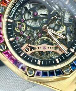 Đồng hồ Audemars Piguet vàng gold Fake 11 cao cấp đính đá 7 màu 41mm (2)