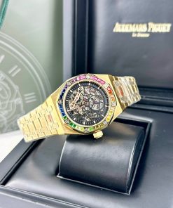 Đồng hồ Audemars Piguet vàng gold Fake 11 cao cấp đính đá 7 màu 41mm (2)