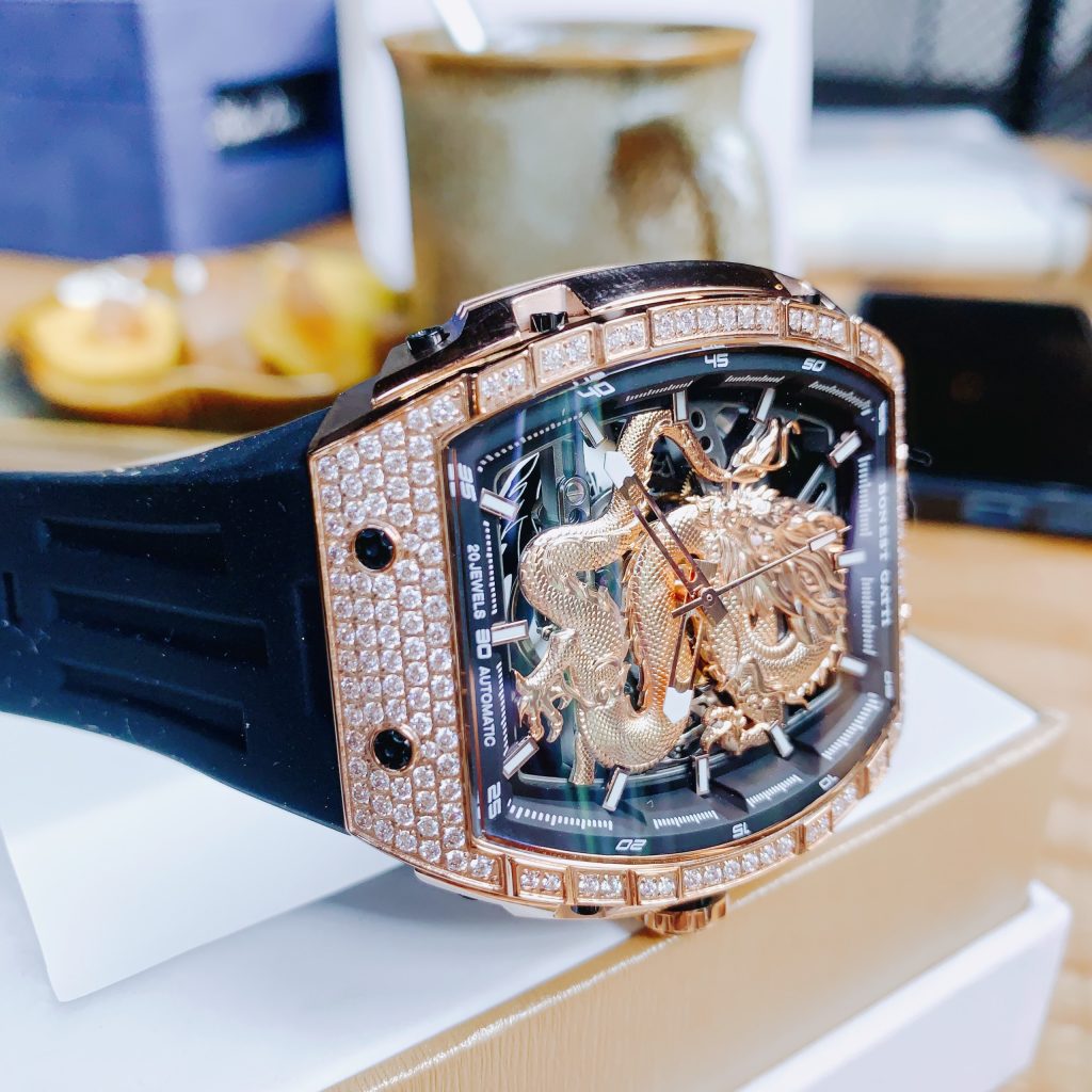 Đồng hồ Bonest Gatti BG5605-A2 rose gold chính hãng nam đính đá 45mm (2)