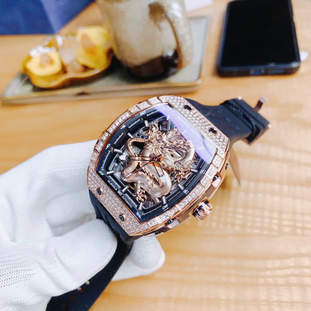 Đồng hồ Bonest Gatti BG5605-A2 rose gold chính hãng nam đính đá 45mm (2)