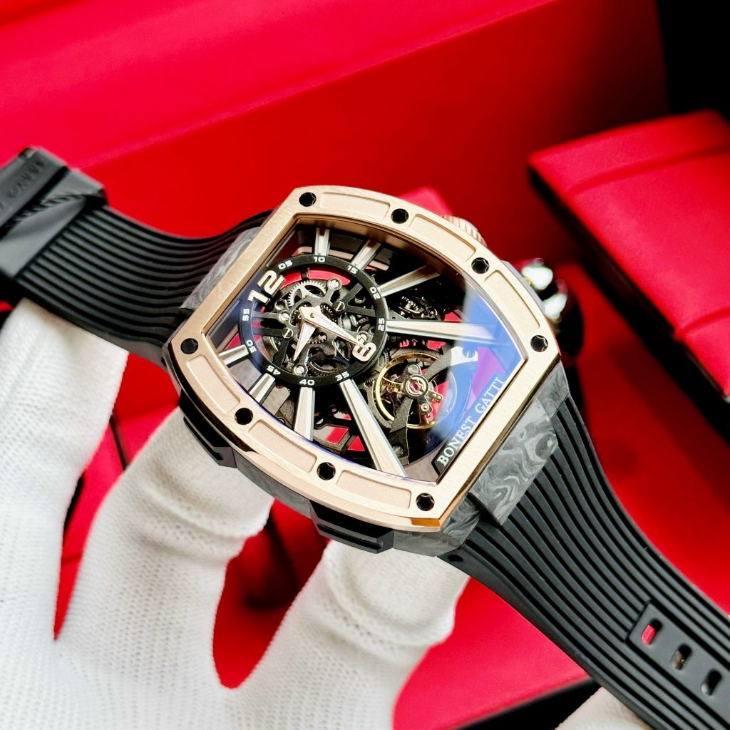 Đồng hồ Bonest Gatti Carbon BG9950-A2 rose gold nam máy cơ chính hãng 43mm (2)