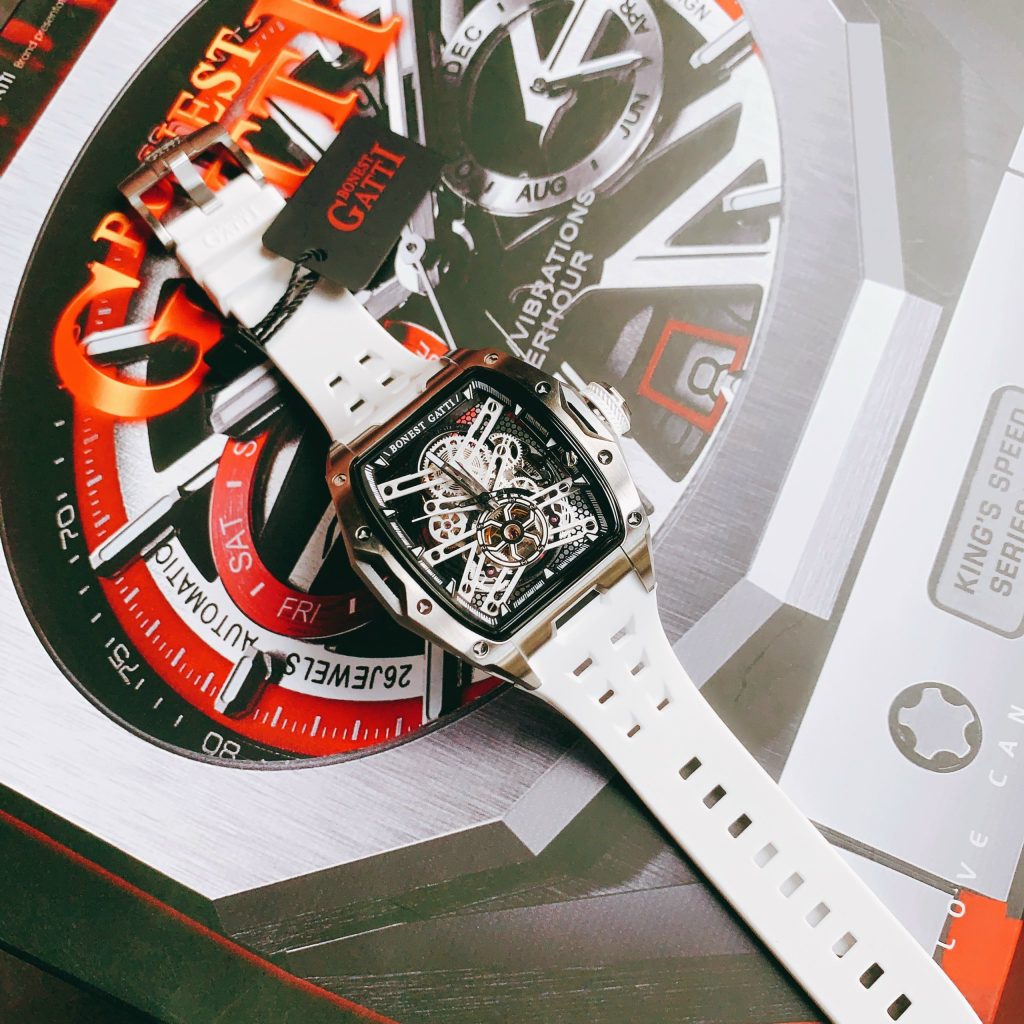 Đồng hồ Bonest Gatti chính hãng BG5502-A2 nam dây cao su trắng 45mm (2)