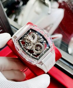 Đồng hồ Bonest Gatti rồng bạc chính hãng nam dây cao su trắng 45mm (2)