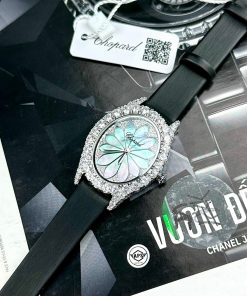 Đồng hồ Chopard L'heure Du Diamant đính đá mặt khảm xà cư Fake cao cấp 28x32mm (2)