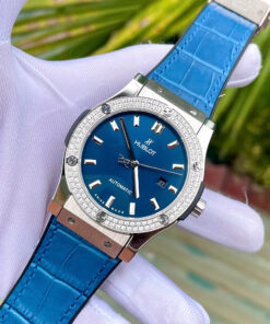 Đồng hồ Hublot nam đính đá máy cơ Automatic Hublot Classic Fusion màu xanh 42mm- DWatch