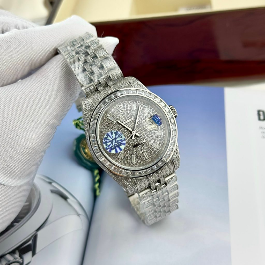Đồng hồ Rolex DateJust nam đính full đá máy cơ Thụy Sỹ Super Fake 11 41mm (2)