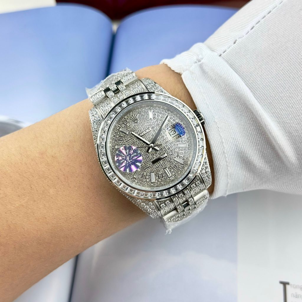 Đồng hồ Rolex DateJust nam đính full đá máy cơ Thụy Sỹ Super Fake 11 41mm (2)