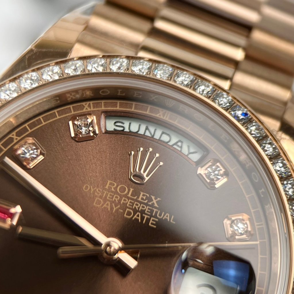 Đồng hồ Rolex Day-Date rose gold Rep 11 cao cấp nam đính đá EW Factory 40mm (2)