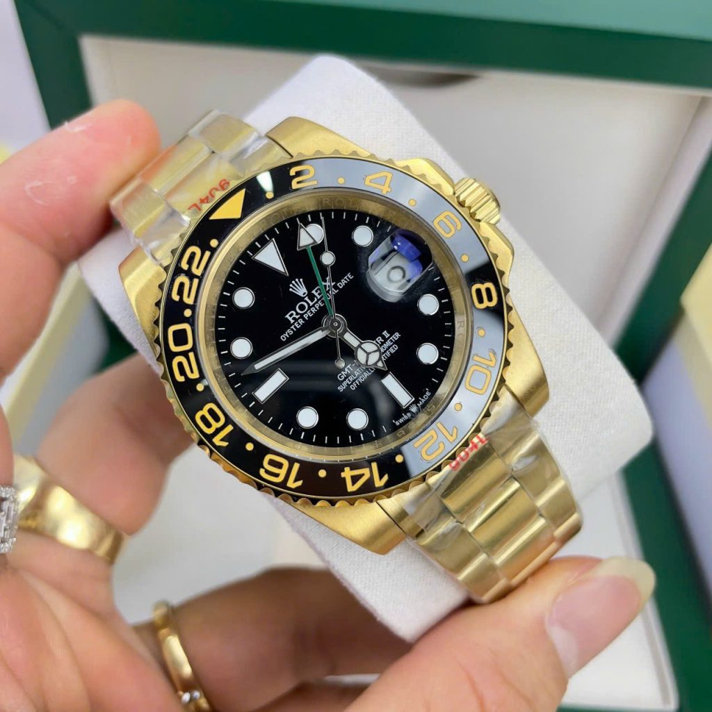 Đồng hồ Rolex GMT-Master ll màu vàng gold Super Fake 11 nam máy cơ Nhật 40mm (2)