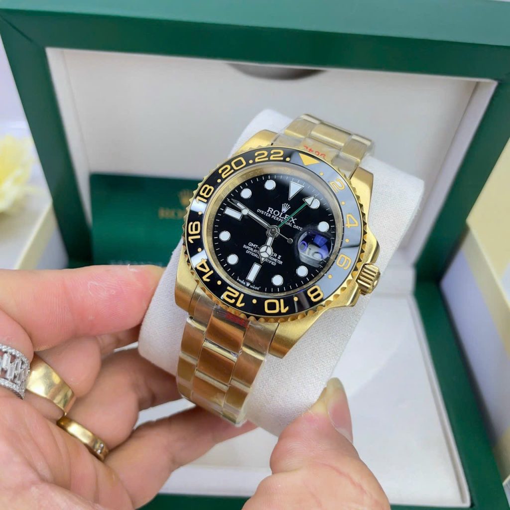 Đồng hồ Rolex GMT-Master ll màu vàng gold Super Fake 11 nam máy cơ Nhật 40mm (2)