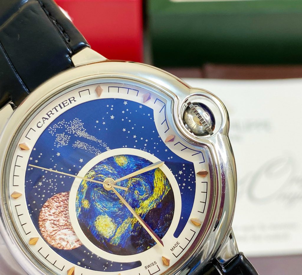 Đồng hồ Cartier Bleu De Mặt trái đất Fake cao cấp 40mm