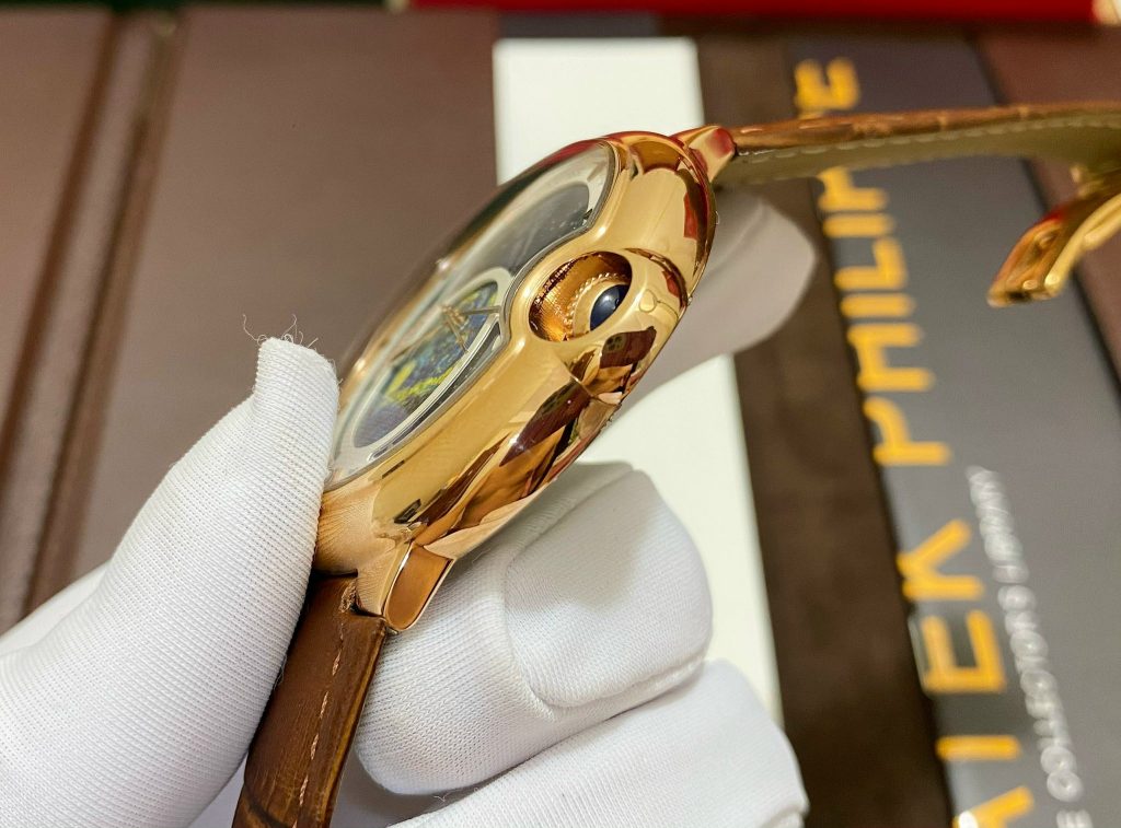 Đồng hồ Cartier Bleu De nam dây da máy cơ Nhật Fake 11 40mm