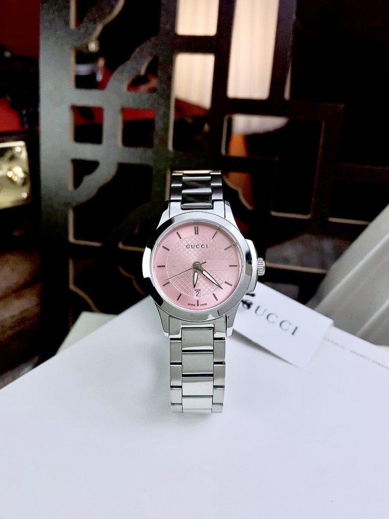 Đồng hồ Gucci Ladies G-Timeless YA126524 like auth nữ mặt hồng 27mm
