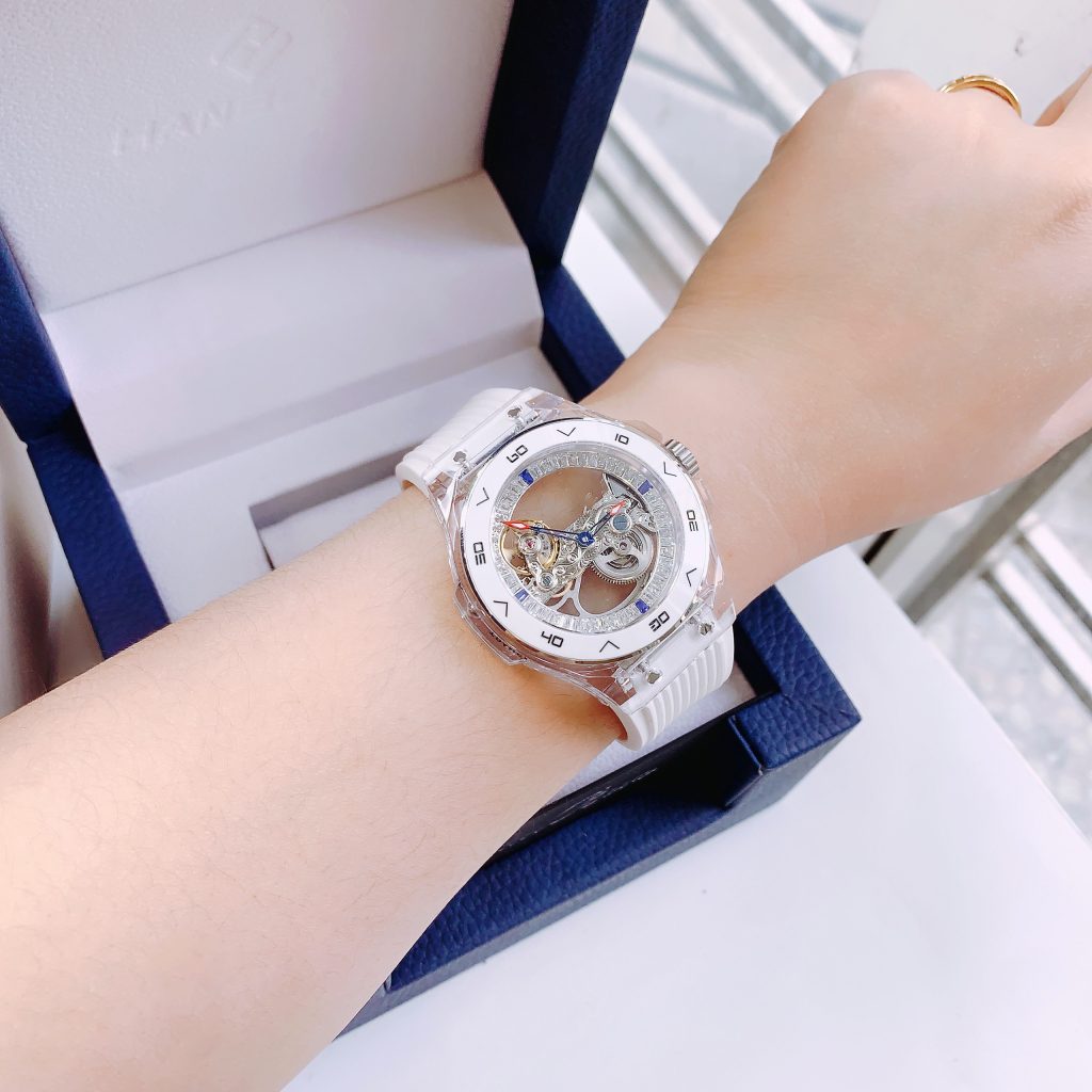 Đồng hồ Hanboro chính hãng màu trắng máy cơ automatic Nhật 43mm (2)