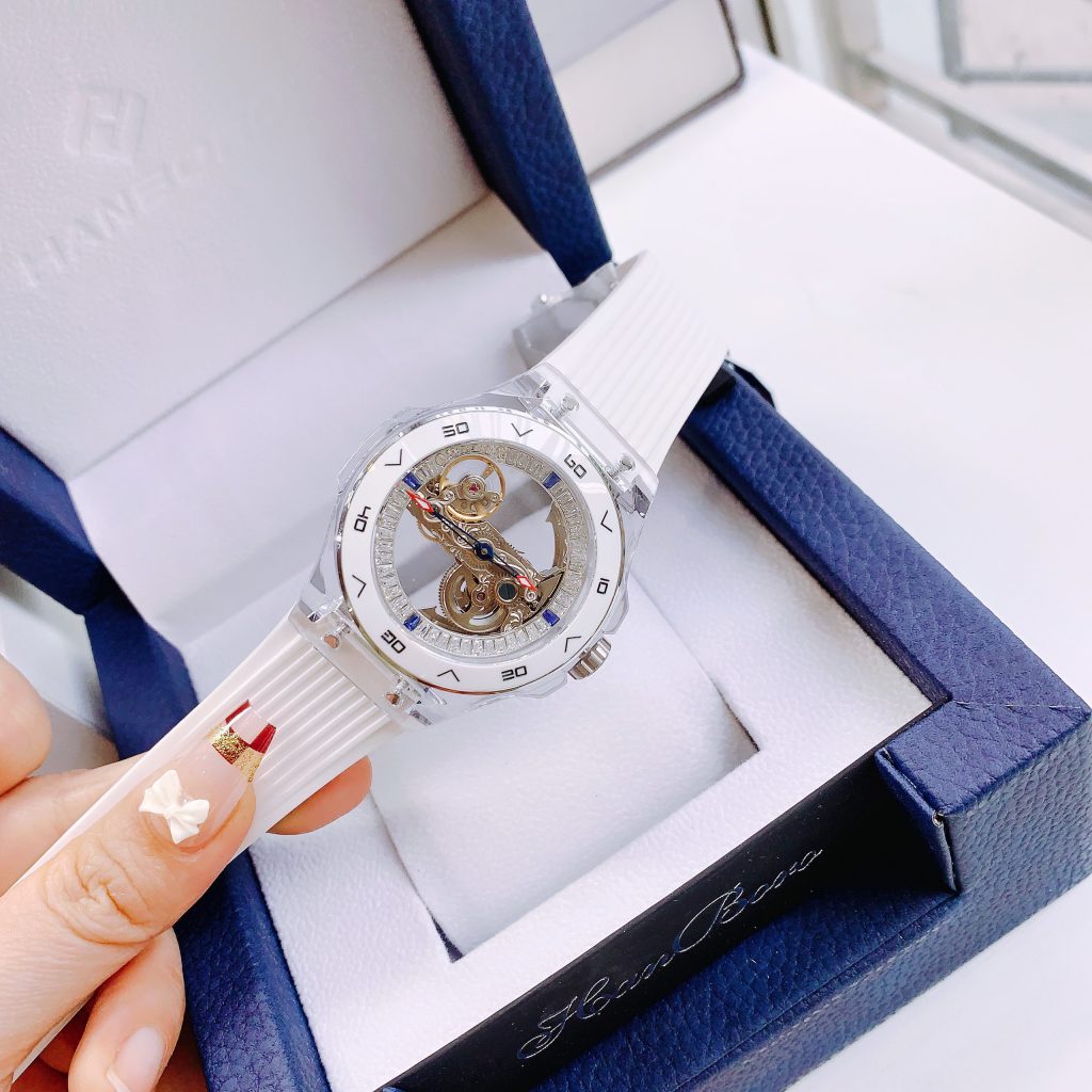 Đồng hồ Hanboro chính hãng màu trắng máy cơ automatic Nhật 43mm (2)