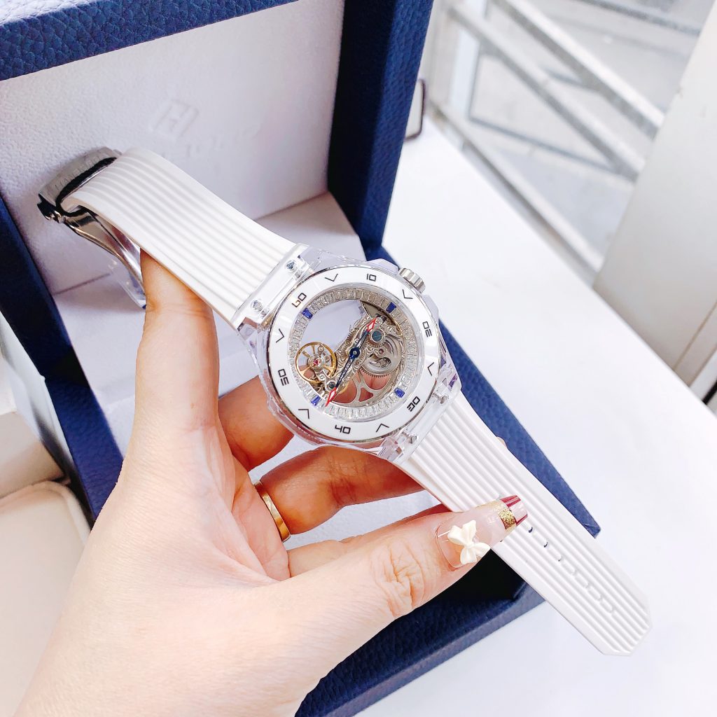 Đồng hồ Hanboro chính hãng màu trắng máy cơ automatic Nhật 43mm (2)