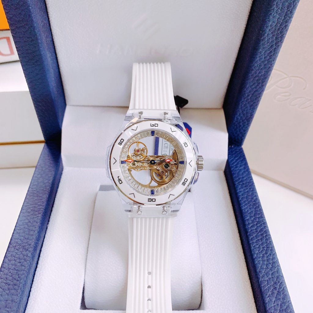 Đồng hồ Hanboro chính hãng màu trắng máy cơ automatic Nhật 43mm (2)