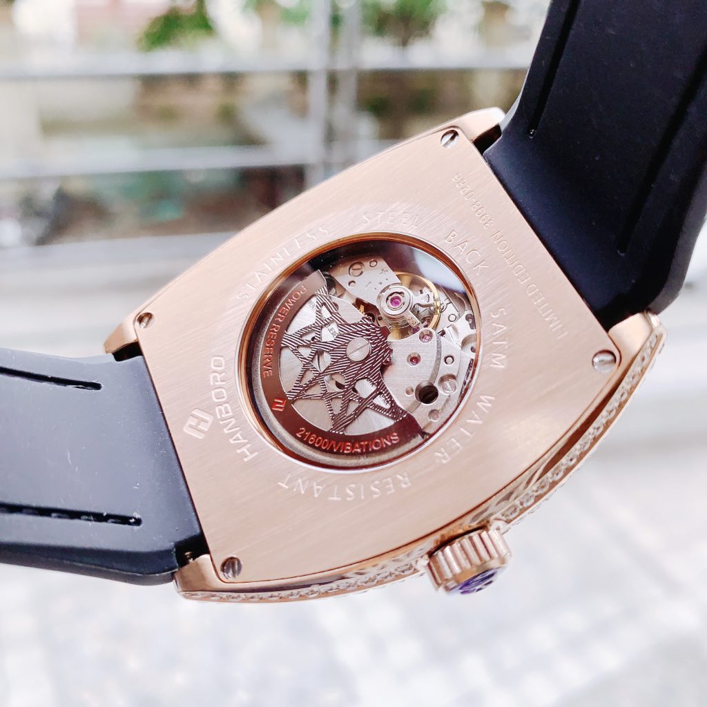 Đồng hồ Hanboro chính hãng nam đính đá Swarovski 45x54mm (2)