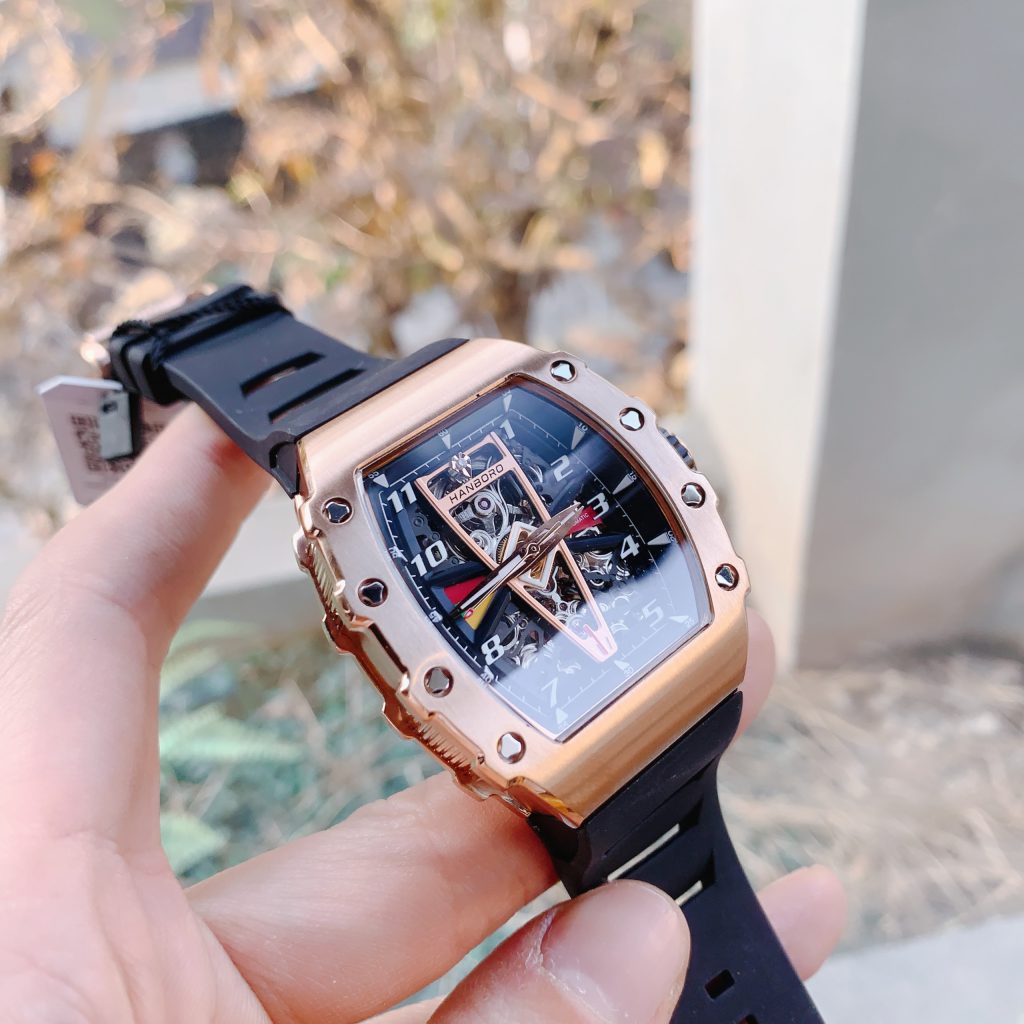 Đồng hồ Hanboro chính hãng nam màu rose gold 43mm (2)