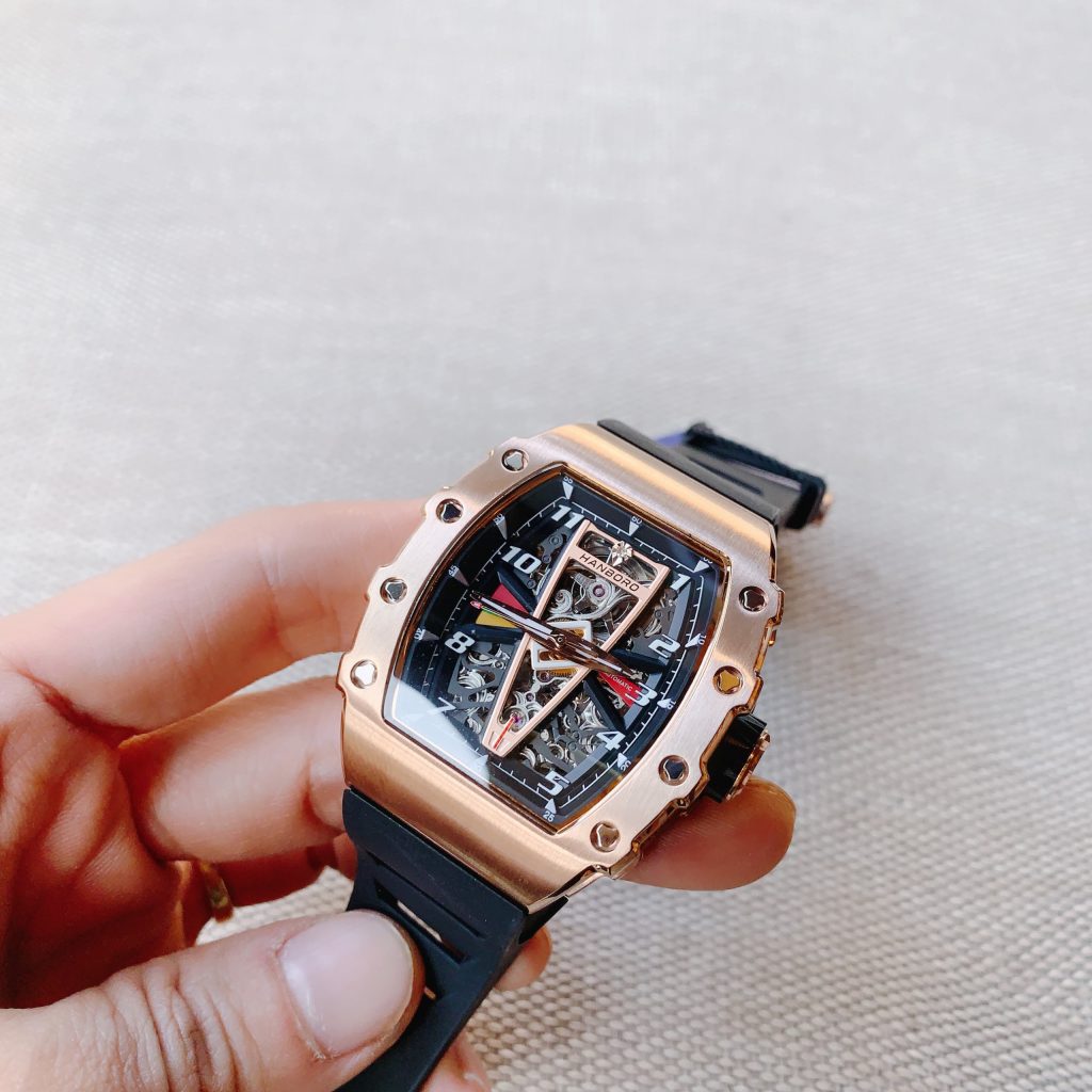 Đồng hồ Hanboro chính hãng nam màu rose gold 43mm (2)