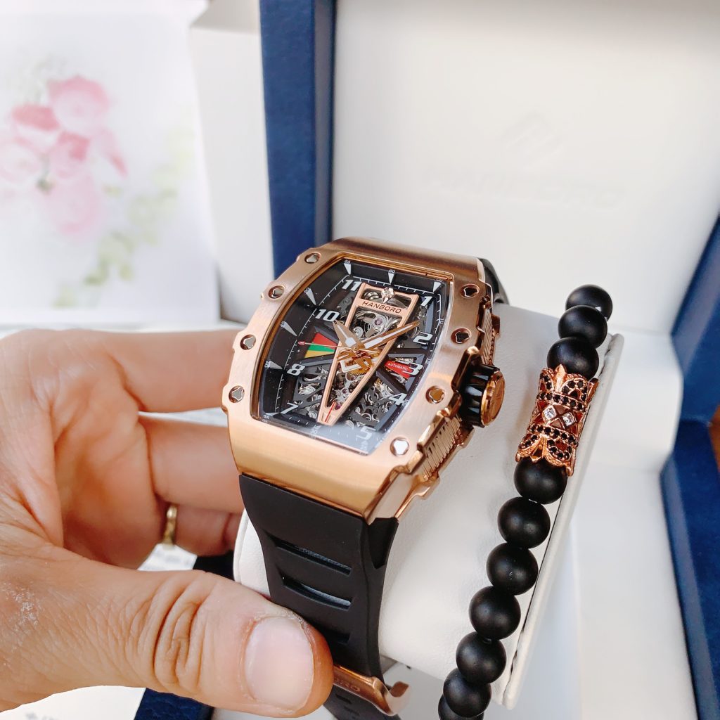 Đồng hồ Hanboro chính hãng nam màu rose gold 43mm (2)