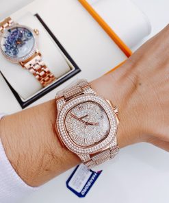 Đồng hồ Hanboro nam chính hãng đính full đá Swarovski 40mm (2)