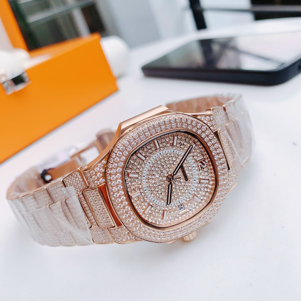 Đồng hồ Hanboro nam chính hãng đính full đá Swarovski 40mm (2)