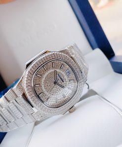 Đồng hồ Hanboro nam chính hãng đính full đá Swarovski 40mm (2)