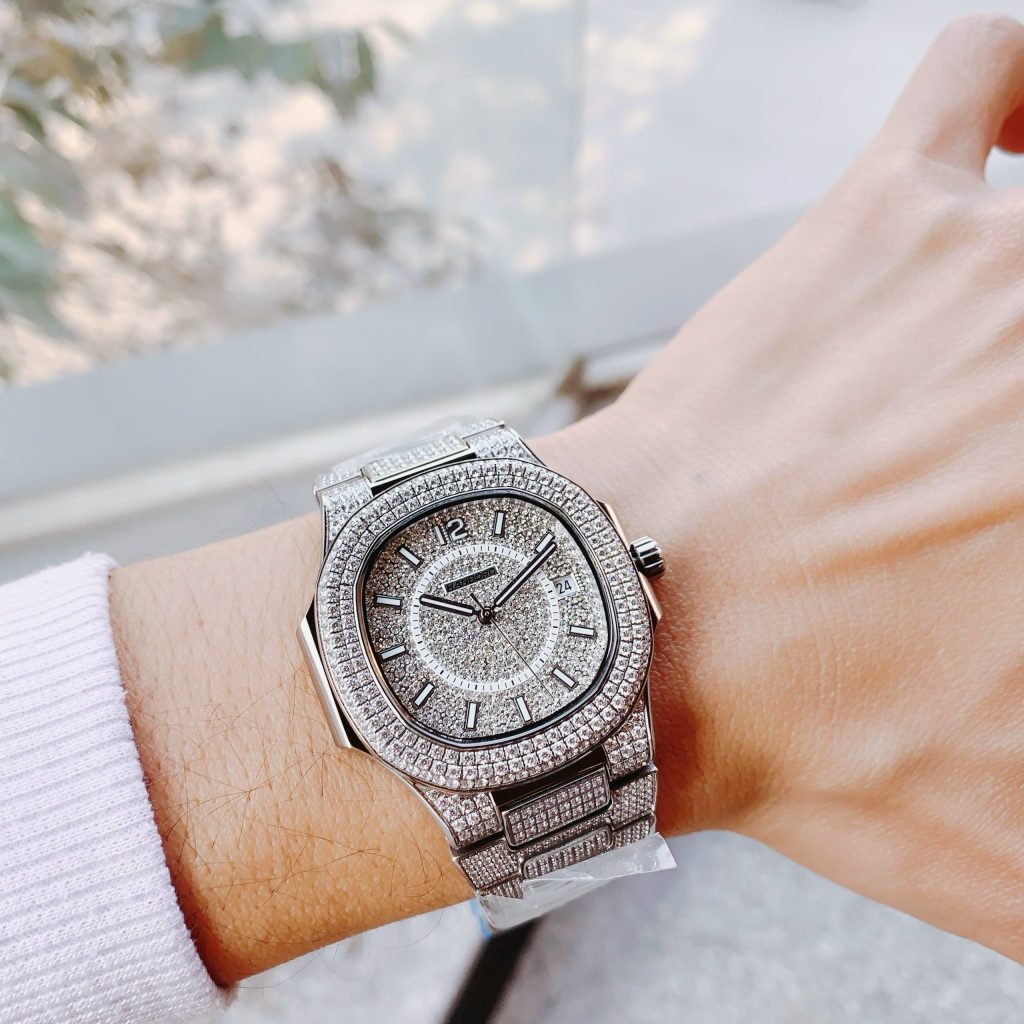 Đồng hồ Hanboro nam chính hãng đính full đá Swarovski 40mm (2)