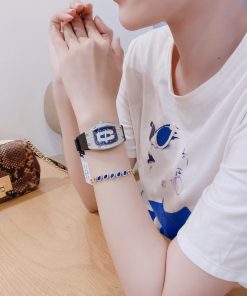 Đồng hồ Hanboro nữ chính hãng dây cao su màu đen by Huboler 36mm