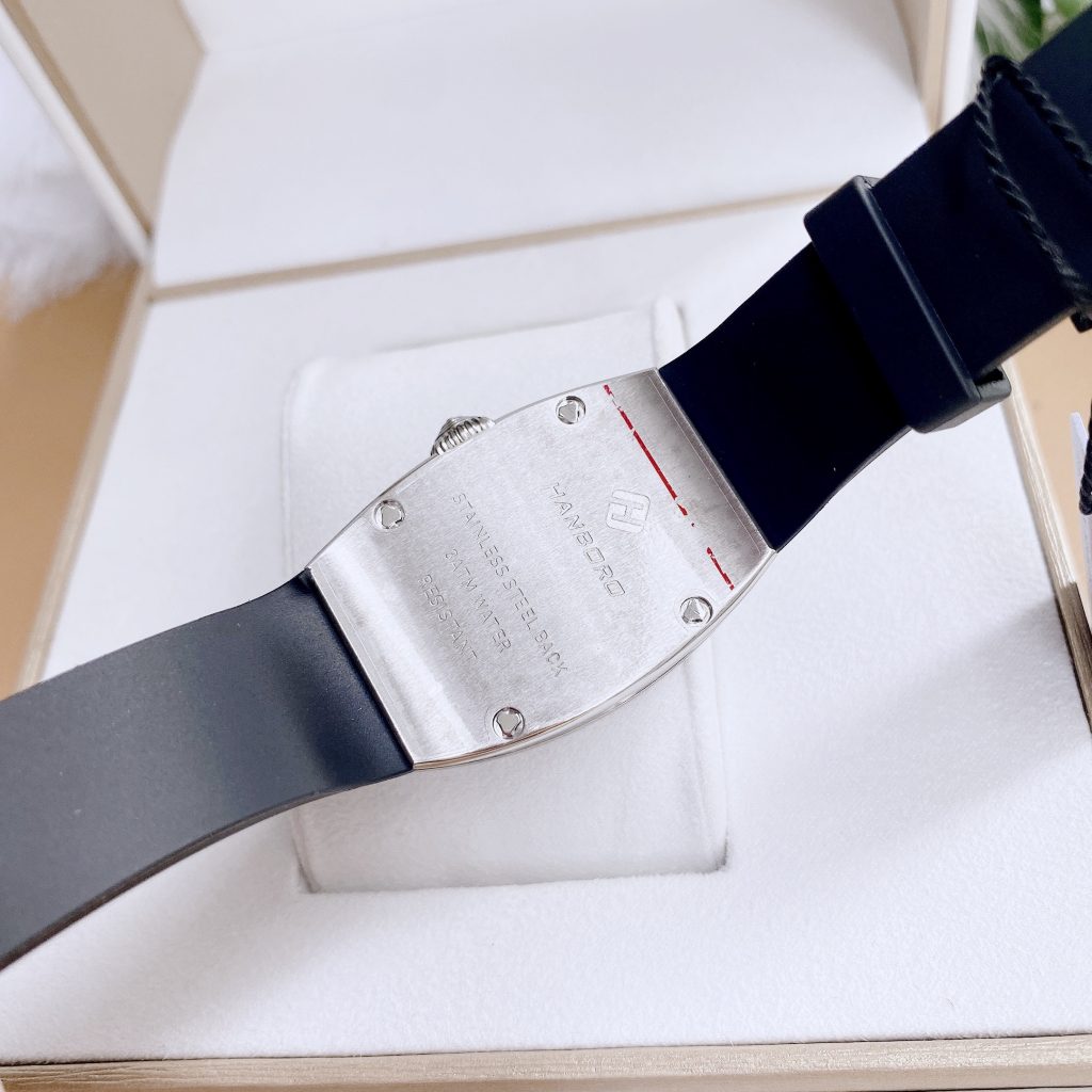 Đồng hồ Hanboro nữ chính hãng dây cao su màu đen by Huboler 36mm
