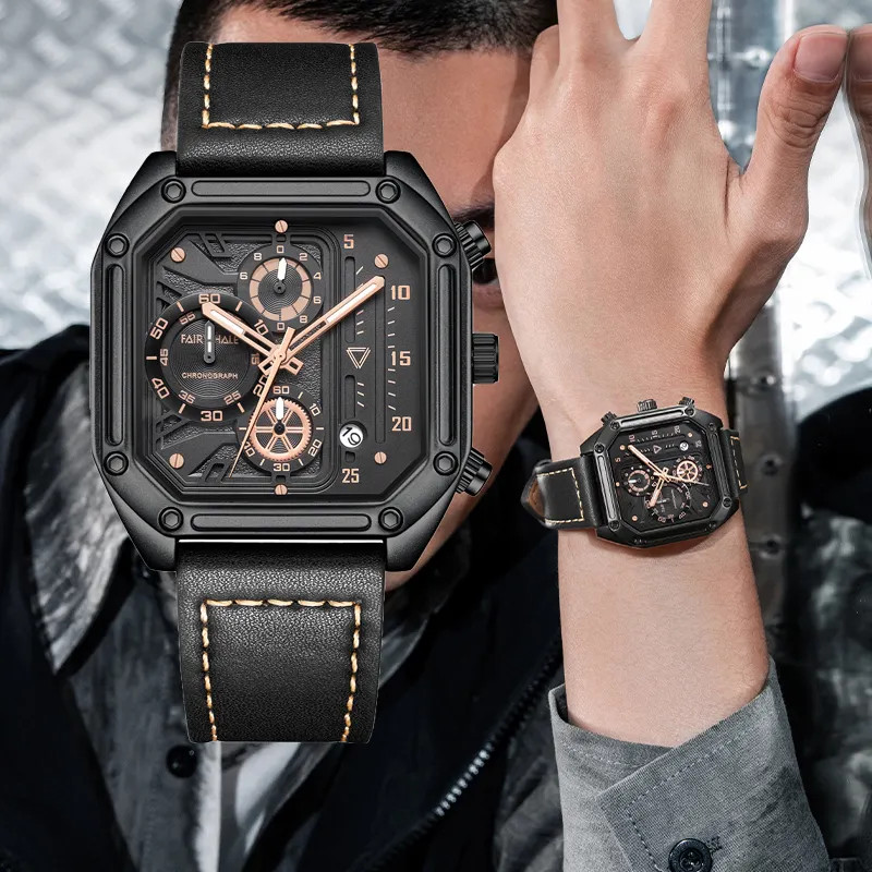 Đồng hồ Mark Fairwhale 5570 chính hãng nam mặt vuông 41mm (2)