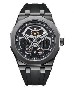 Đồng hồ Mark Fairwhale 5590 chính hãng dây cao su màu đen 43mm (2)