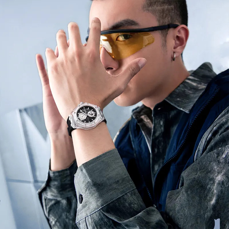 Đồng hồ Mark Fairwhale 5830 vỏ acrylic nam chính hãng hãng 42mm (2)