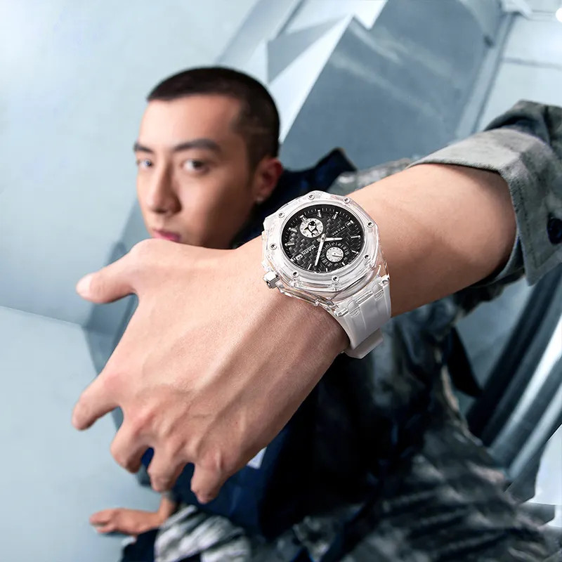 Đồng hồ Mark Fairwhale 5830 vỏ acrylic nam chính hãng hãng 42mm (2)