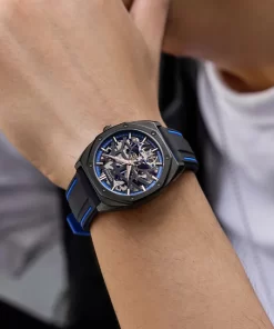 Đồng hồ Mark Fairwhale Skeleton 6130 chính hãng dây cao su 43mm (2)