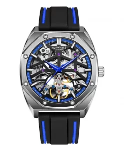 Đồng hồ Mark Fairwhale Skeleton 6130 chính hãng dây cao su 43mm (2)