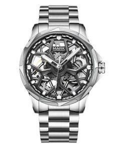 Đồng hồ Mark Fairwhale Skeleton 6800 chính hãng nam dây kim loại 43mm (2)