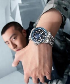 Đồng hồ Mark Fairwhale Skeleton 6800 chính hãng nam dây kim loại 43mm (2)