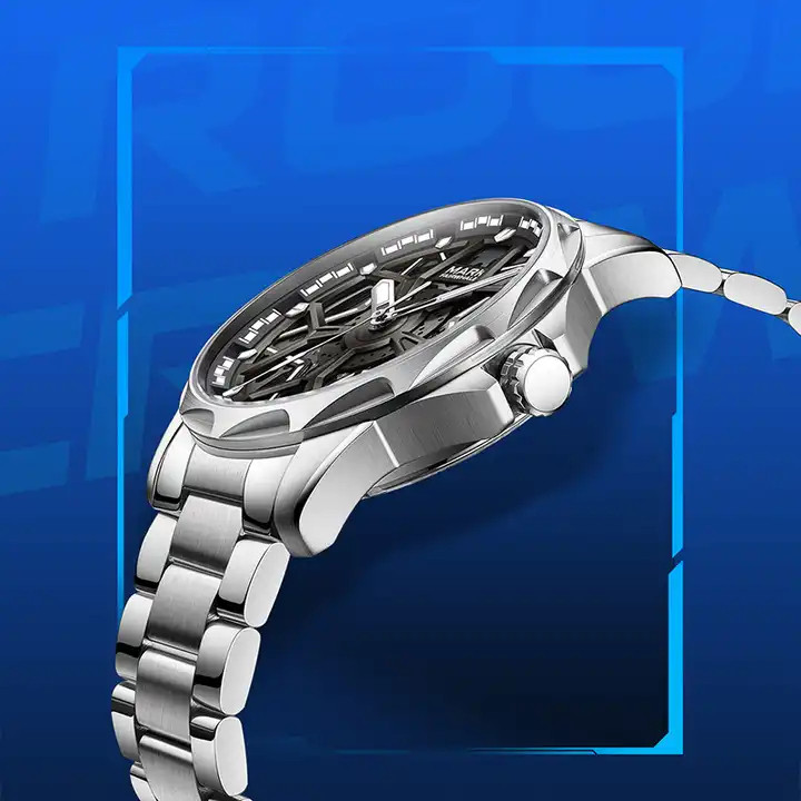 Đồng hồ Mark Fairwhale Skeleton 6800 chính hãng nam dây kim loại 43mm (2)