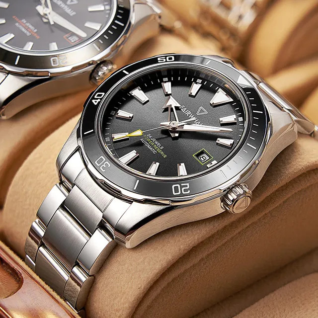 Đồng hồ Mark Fairwhale chính hãng 6080 nam cọc số da quang 43mm (3)