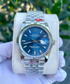 Đồng hồ Rolex DateJust nam xanh blue máy cơ automatic dây kim loại super fake 41mm